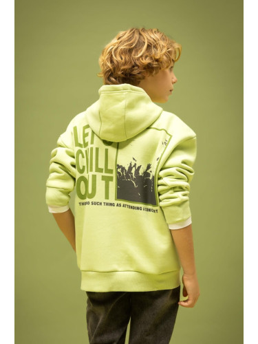 DEFACTO Boy Oversize Fit Printed Hooded Thick Sweatshirt