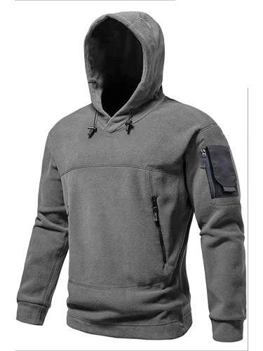 60343 Dewberry Warm Outdoor Hooded Mens Fleece-DARK GREY