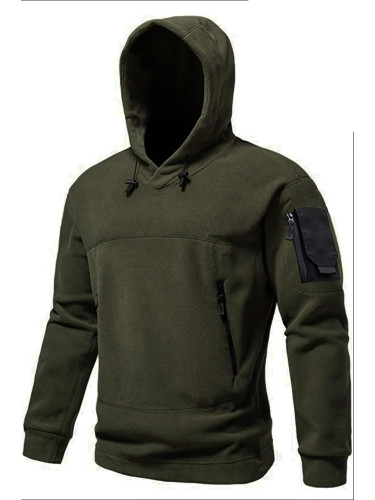 60343 Dewberry Warm Outdoor Hooded Mens Fleece-DARK KHAKI