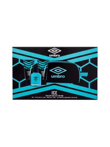 UMBRO Ice Подаръчен комплект EDT 75 ml + душ гел 150 ml + шампоан и балсам 2в1 150 ml + козметична чанта