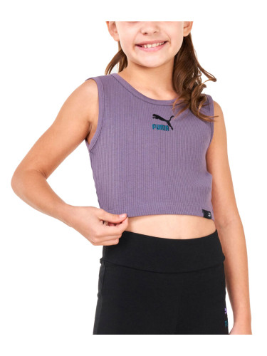 PUMA Classics Cropped Ribbed Tank Purple G