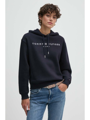 Суичър Tommy Hilfiger в тъмносиньо с качулка с апликация WW0WW43598