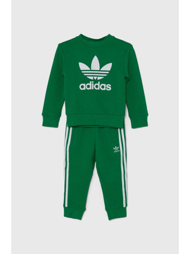 Детски анцуг adidas Originals TREFOIL CREW SE в зелено IY4783