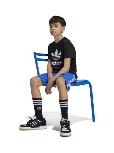 Детска тениска adidas Originals TREFOIL TEE в черно с принт IY7421