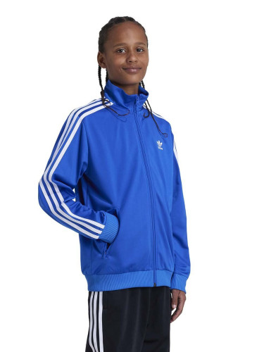 Детски суичър adidas Originals FIREBIRD TOP в синьо с десен IY9799