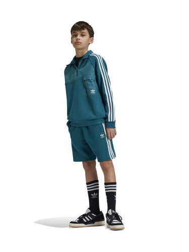 Детски памучен суичър adidas Originals HZ CREW в зелено с апликация IY0012