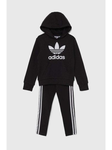 Детски комплект adidas Originals HOODIE LEG SET в черно IY2439