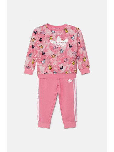 Детски памучен анцуг adidas Originals CREW SET в розово JN4669