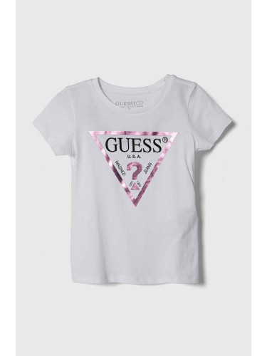 Детска памучна тениска Guess в бяло K73I56 K8HM0