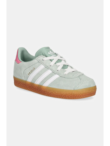 Детски велурени маратонки adidas Originals GAZELLE CF EL в зелено IH2782