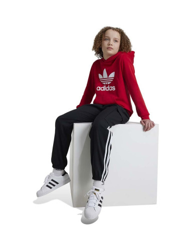 Детски суичър adidas Originals TREFOIL HOODIE в червено с качулка с принт IY7443