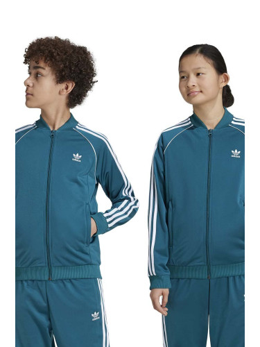 Детски суичър adidas Originals SST TRACK TOP в зелено с апликация IY7452