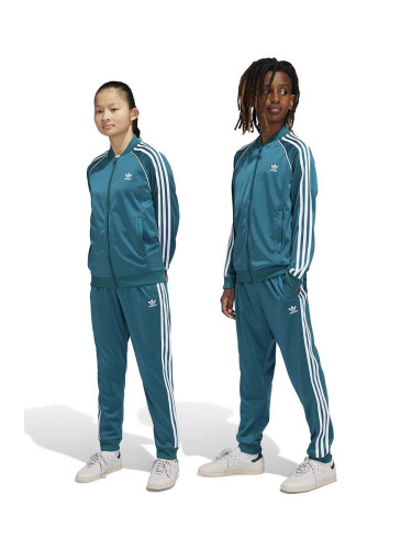 Детски спортен панталон adidas Originals SST TRACK PANTS в зелено с апликация IY7463