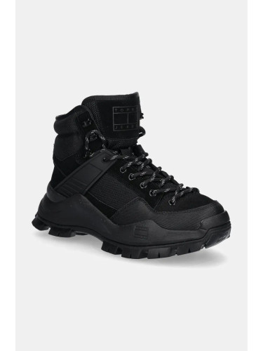 Високи обувки Tommy Jeans TJM URBAN HIBRYD BOOT в черно EM0EM01489