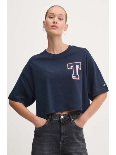 Памучна тениска Tommy Jeans в тъмносиньо DW0DW18656