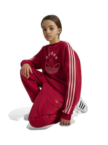 Детски суичър adidas Originals CREW в червено с принт IY9548