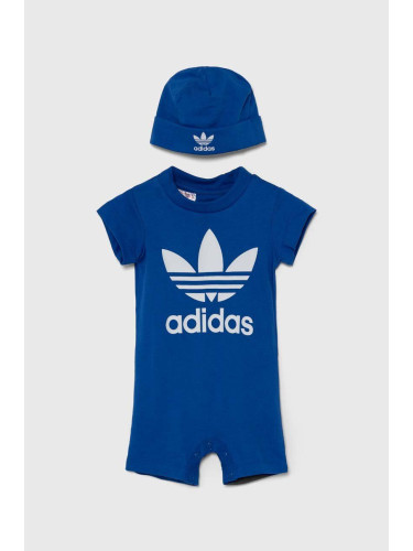 Бебешки памучен къс гащеризон adidas Originals GIFT SET IY0749