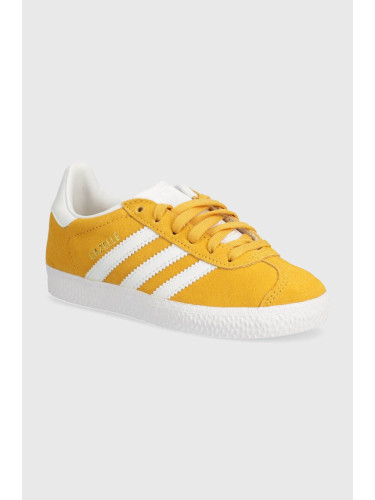 Детски велурени маратонки adidas Originals GAZELLE C в жълто IF9808