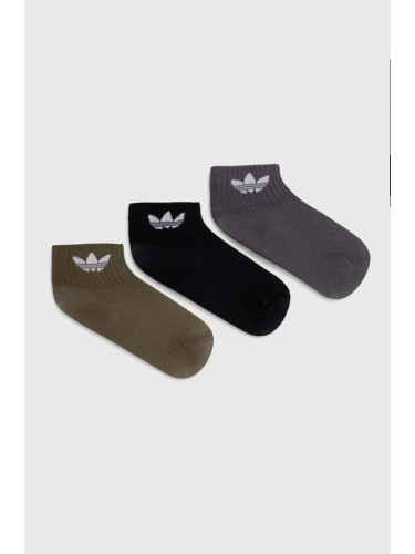 Детски чорапи adidas Originals KIDS ANKLE SOCK (3 чифта) в сиво IZ3473