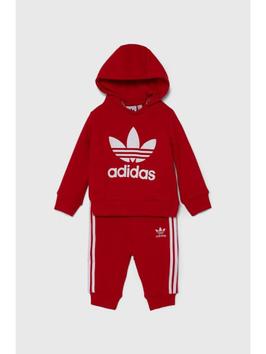 Бебешки анцуг adidas Originals HOODIE SET в червено IX5163