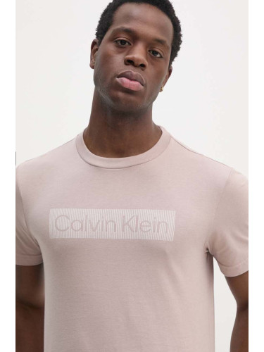 Памучна тениска Calvin Klein в розово с принт K10K113590