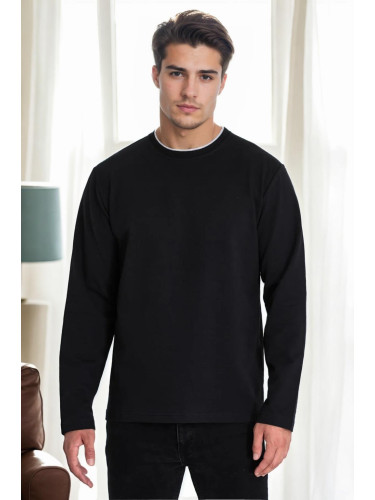 40222 Dewberry Double Crew Neck Mens Sweatshirt-BLACK