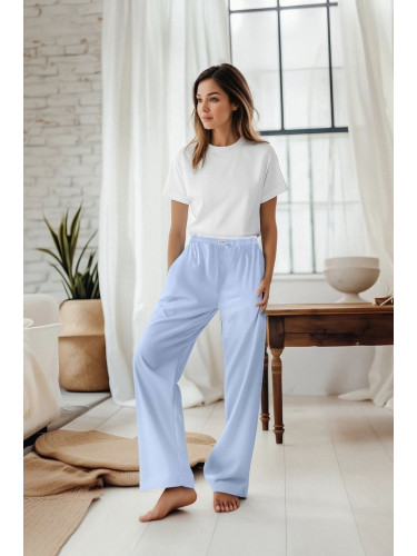 Trendyol Blue Cotton Elastic and Label Detailed Woven Pajama Bottoms