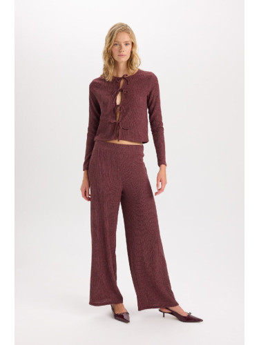 DEFACTO Wide Leg Wide Leg Elastic Waist Basic Plain Crepe Trousers