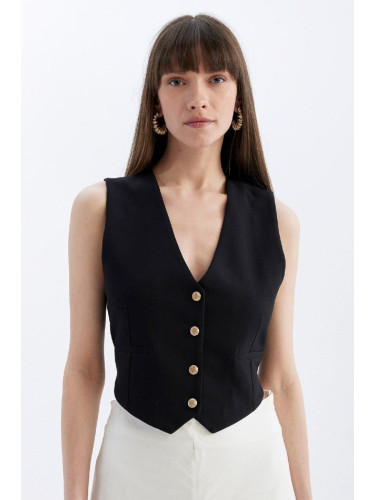 DEFACTO Regular Fit V Neck Buttoned Blazer Vest