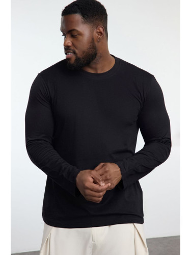 Trendyol Black Plus Size Slim/Slim Cut Crew Neck Basic T-shirt