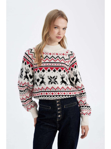 DEFACTO Regular Fit Patterned Half Turtleneck Sweater