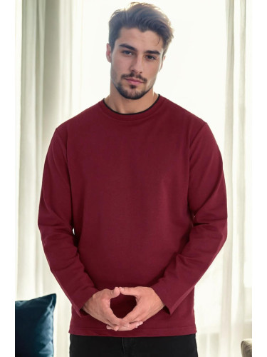 40222 Dewberry Double Crew Neck Mens Sweatshirt-BURGUNDY