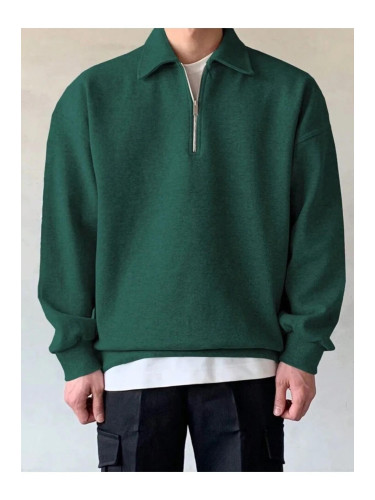 43297 Dewberry Oversize Half Zipper Mens Sweatshirt-NEFTİ