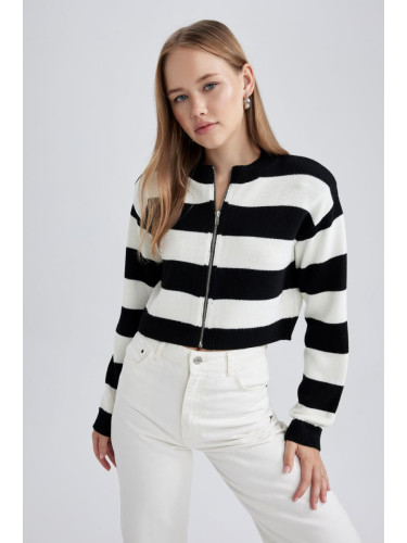 DEFACTO Cool Regular Fit Striped Crew Neck Knitwear Cardigan