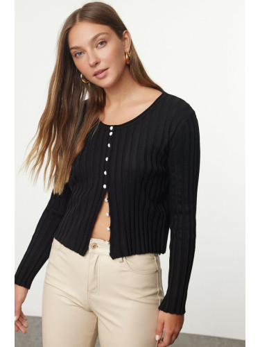 Trendyol Black Button Detailed Knitwear Cardigan