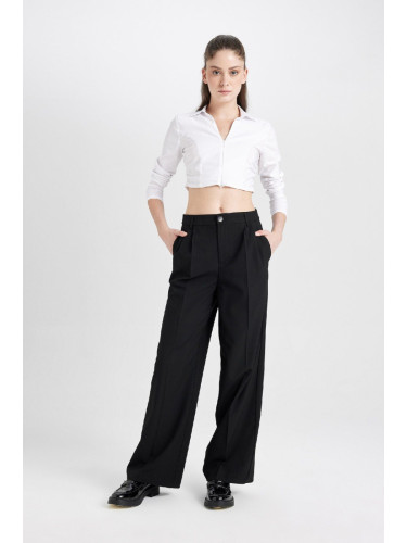 DEFACTO Classic Trousers Wide Leg Wide Leg Fleece Pocket High Waist Standard Length Basic Plain