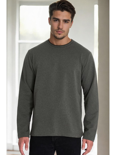 40222 Dewberry Double Crew Neck Mens Sweatshirt-KHAKI