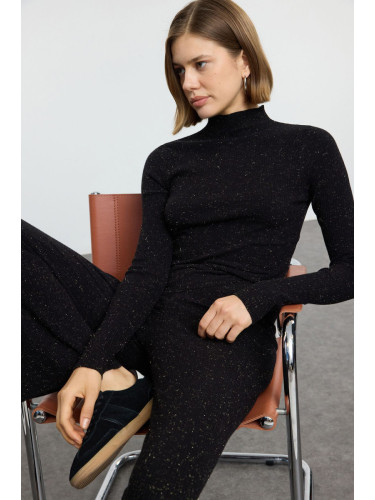 Trendyol Black Glittery Thread Knitwear Bottom-Top Set