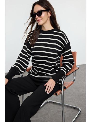 Trendyol Black Striped Single Plait Knitwear