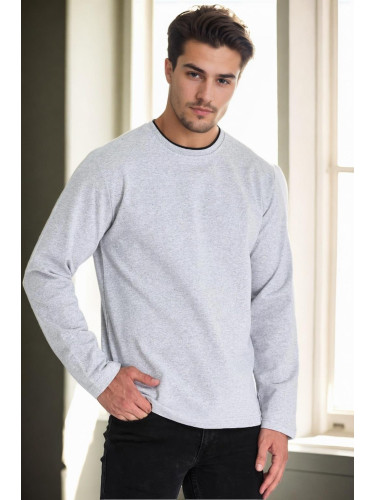 40222 Dewberry Double Crew Neck Mens Sweatshirt-GREY