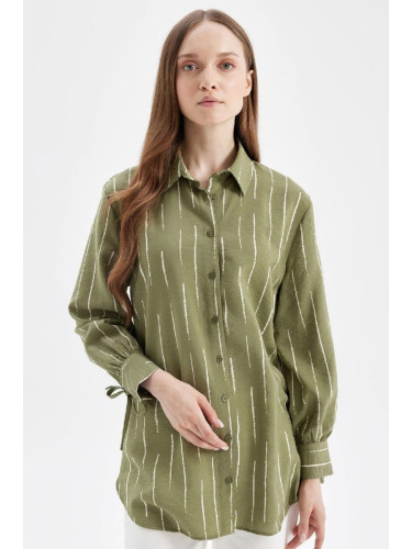 DEFACTO Relax Fit Shirt Collar Striped Long Sleeve Shirt Tunic