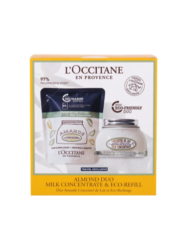 L'Occitane Almond (Amande) Milk Concentrate Подаръчен комплект крем за тяло 200 ml + пълнител за крем за тяло 200 ml увредена кутия