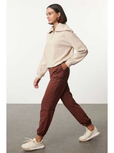 Trendyol Brown Loose Jogger Thin Knitted Sweatpants