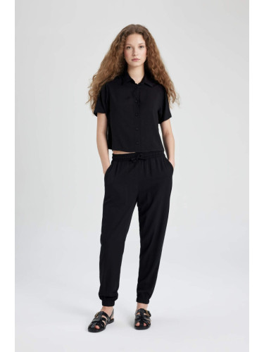 DEFACTO Jogger Normal Waist Ankle Length Pocket Basic Viscose Trousers