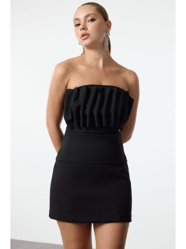 Trendyol Black Chest Detailed Knitted Crepe Bustier