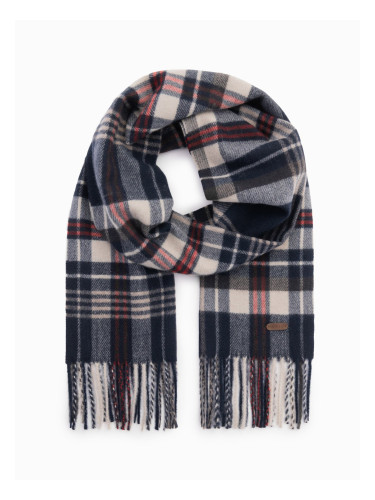 Ombre Men's Scottish check fringed scarf - navy blue and cream