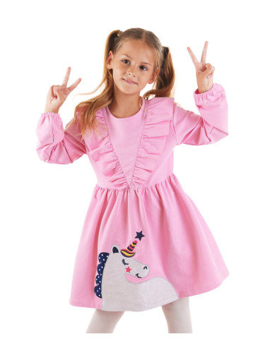 Denokids Glitter Unicorn Girl's Pink Dress