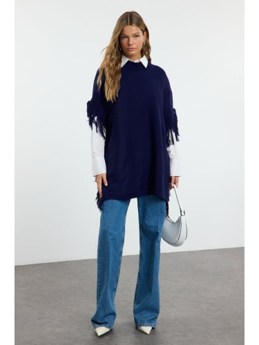 Trendyol Navy Blue Relaxed Fit Knitwear Sweater Poncho