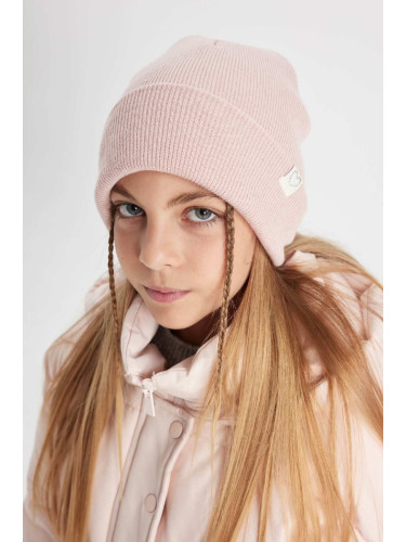 DEFACTO Girl's Woven Labeled Knitted Beret