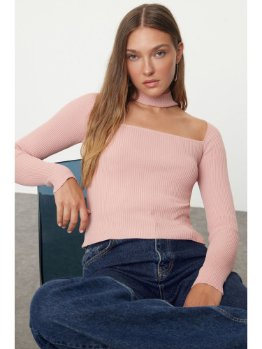 Trendyol Dusty Rose Choker Collar Knitwear Sweater